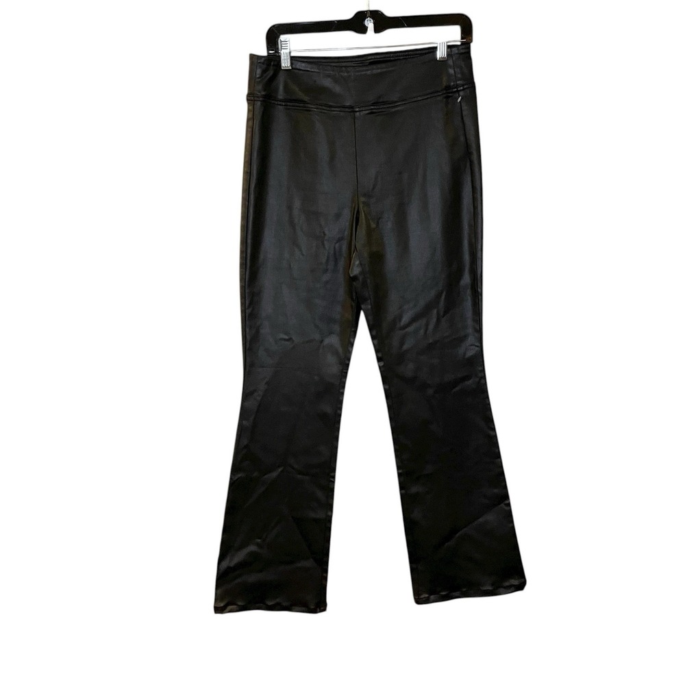 White House Black Market Sz 8 Extra High Rise Black Skinny‎ Flare Faux Leather